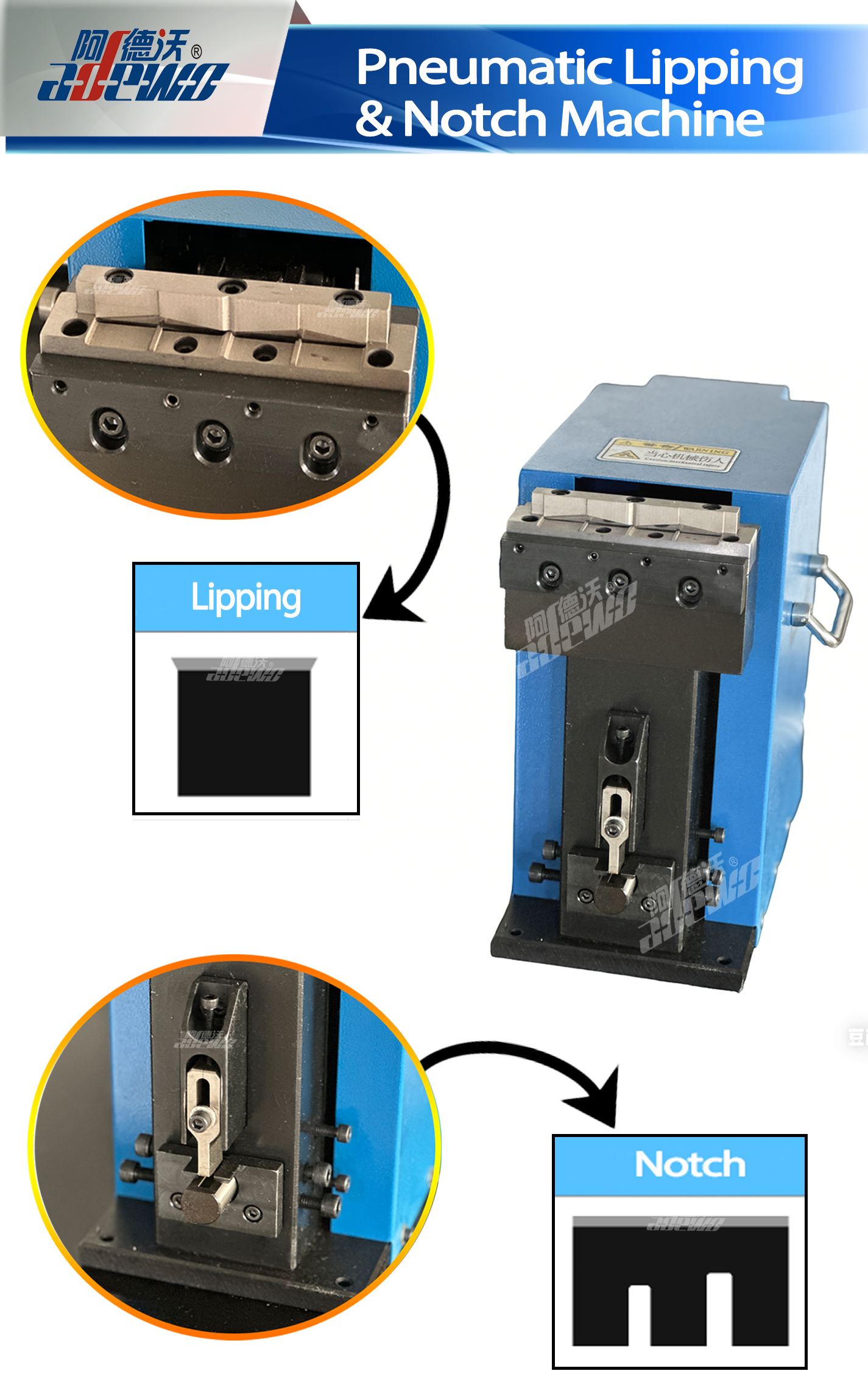Pneumatische Lipping & Notch-machine
